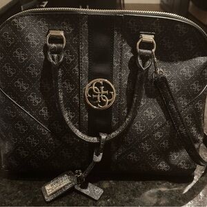 Guess Charcoal Logo Satchel with Silver Accents (NWOT)
